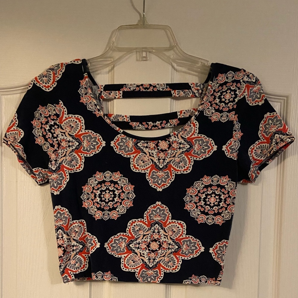 Navy, Red, &White Crop